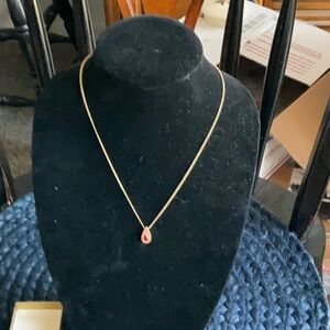 Vintage - Avon Birthstone Teadrop Pendant Necklace-JULY stone